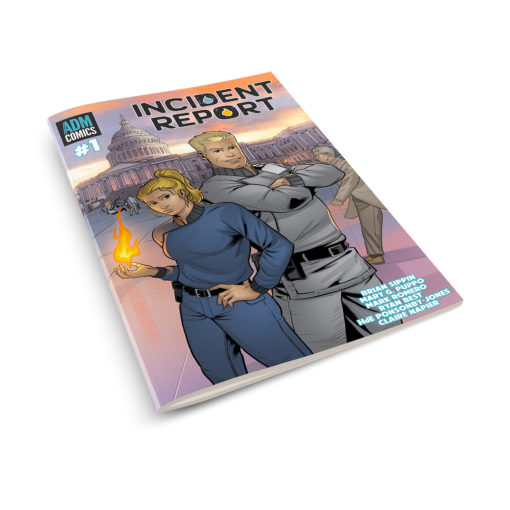 Incident Report Issue #1 floppy comic with Ryan Best buddy cop duo cover by Ryan Best with Anne and Vlad laying on table