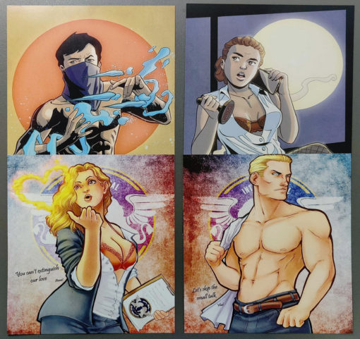 4 pin-up art prints - 1 each of Kenji, Carver, Anne, and Vlad